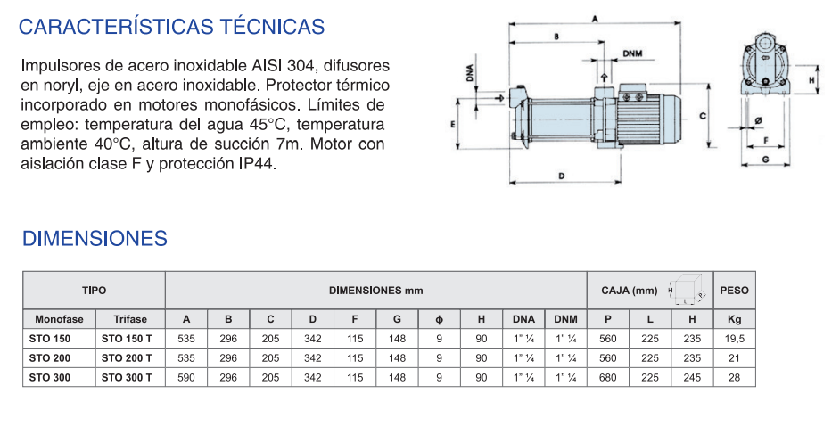 ELECTROBOMBA CENTRIFUGA MULTIETAPAS STO 300