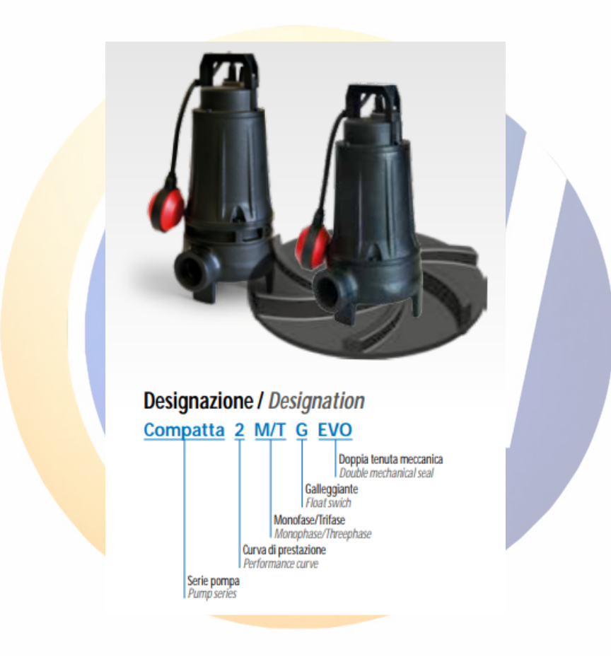 Bomba Sumergible Dreno Compatta 4T para aguas servidas