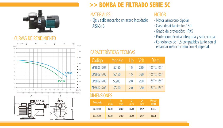 BOMBA DE FILTRADO PISCINA EMAUX SC 200